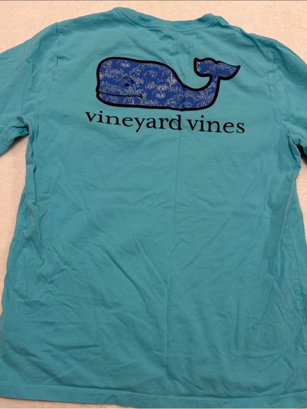 Vineyard Vines Turquoise Tee with Navy Patterned Whale